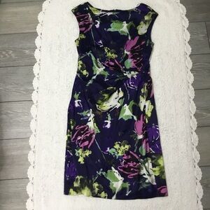 Suzy Chin For Maggie Boutique Silk Blend Paint Splash  Sleeveless Dress …